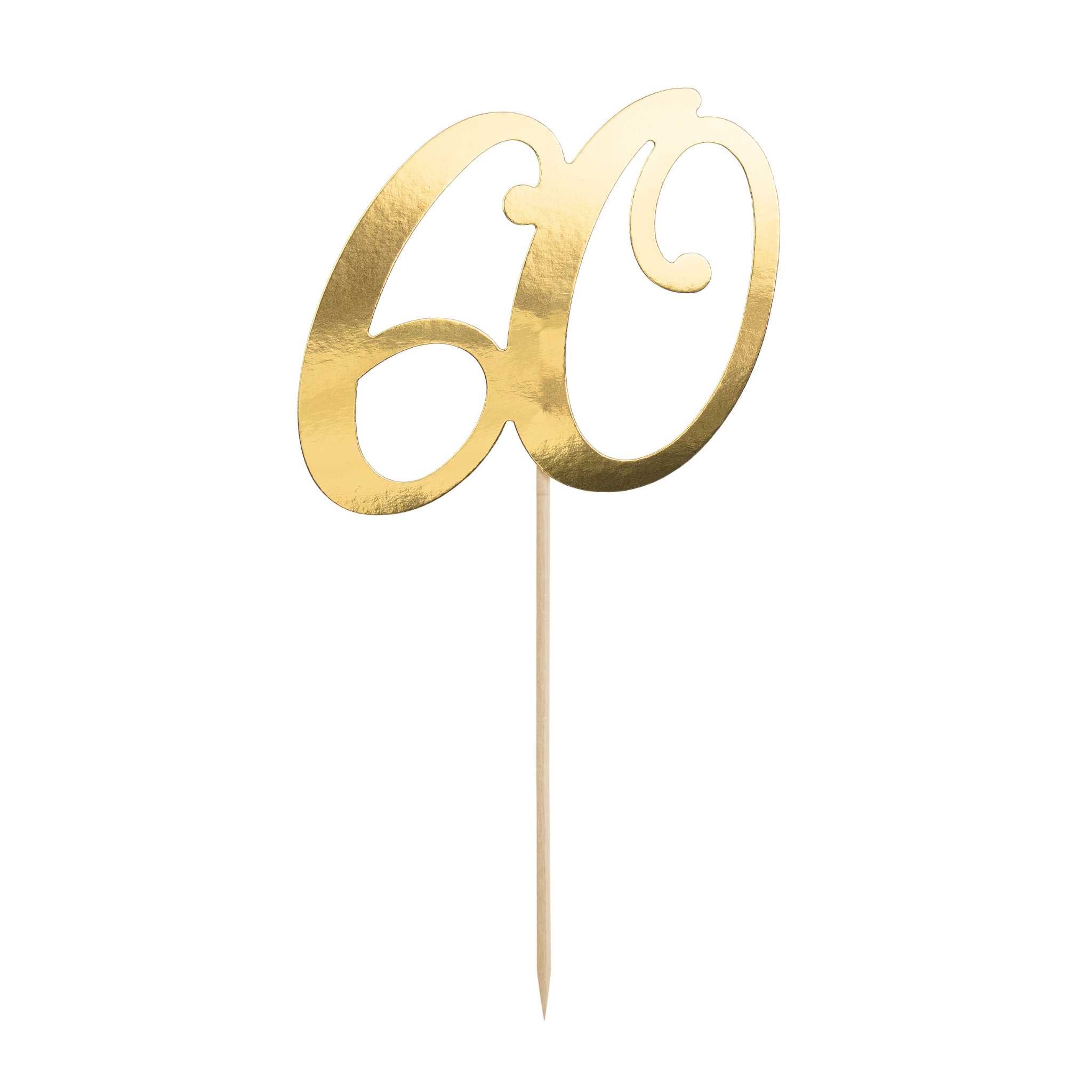 Caketopper „60“ Gold -hey-Party.de- Cupcake- und Kuchen-Topper -#Variante_