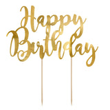 Caketopper „Happy Birthday“ Gold -hey-Party.de- Cupcake- und Kuchen-Topper -#Variante_