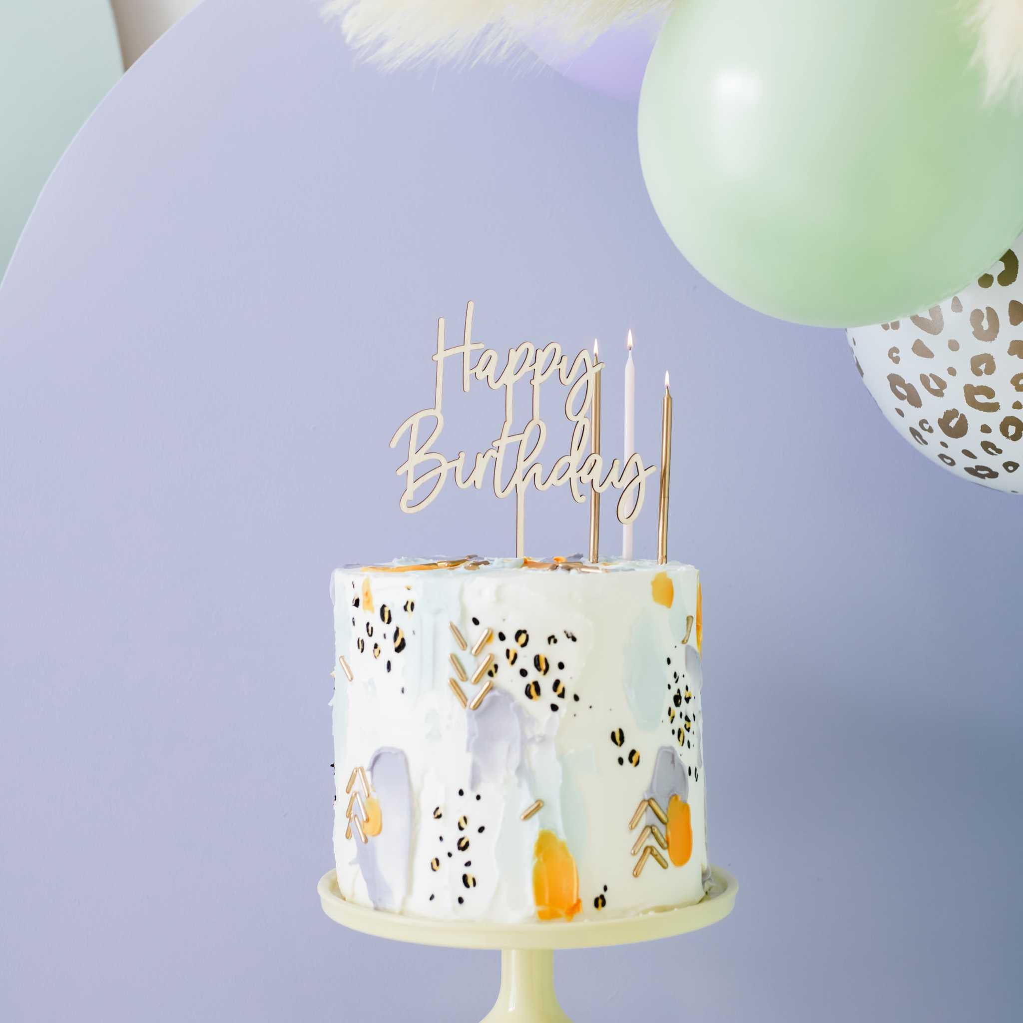 Caketopper "Happy Birthday" Holz -hey-Party.de- Cupcake- und Kuchen-Topper -#Variante_