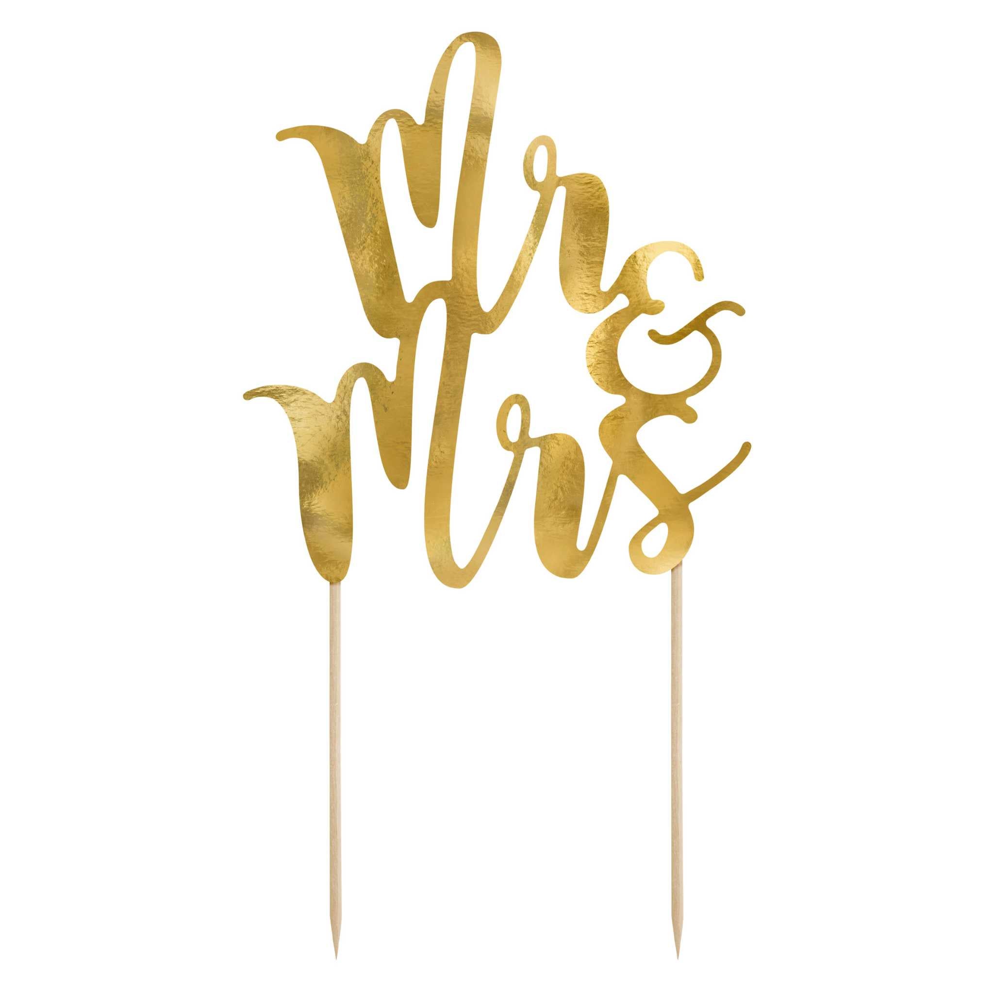 Caketopper „Mr & Mrs“ Gold -hey-Party.de- Cupcake- und Kuchen-Topper -#Variante_