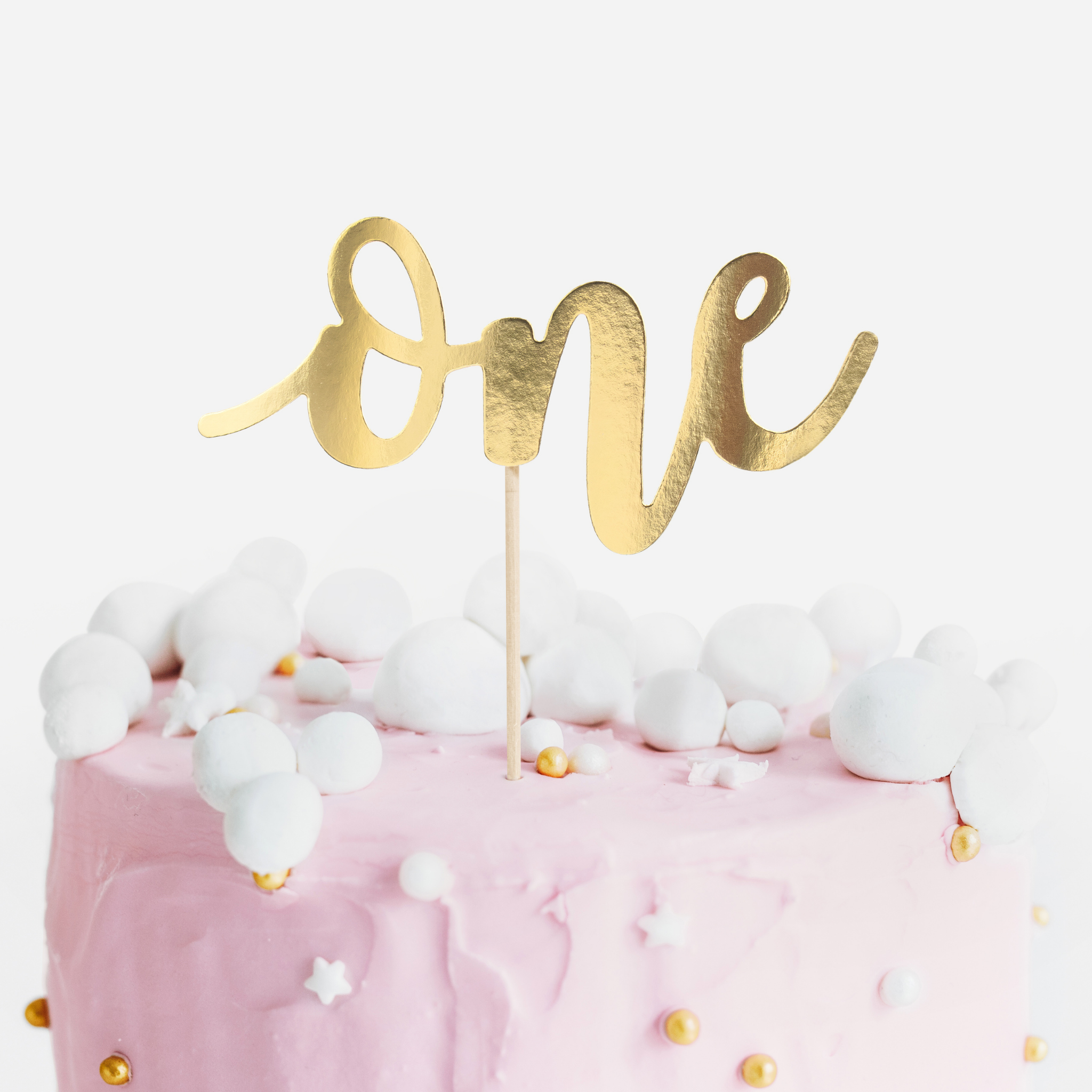Caketopper "one" Gold -hey-Party.de- Cupcake- und Kuchen-Topper -#Variante_