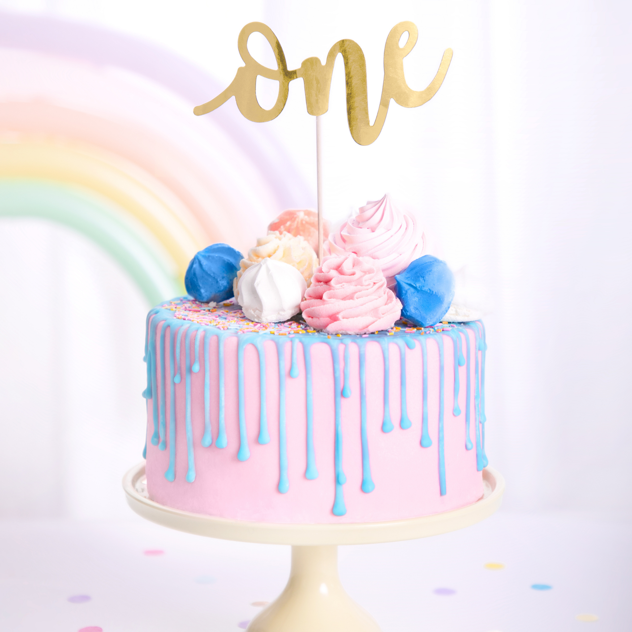 Caketopper "one" Gold -hey-Party.de- Cupcake- und Kuchen-Topper -#Variante_