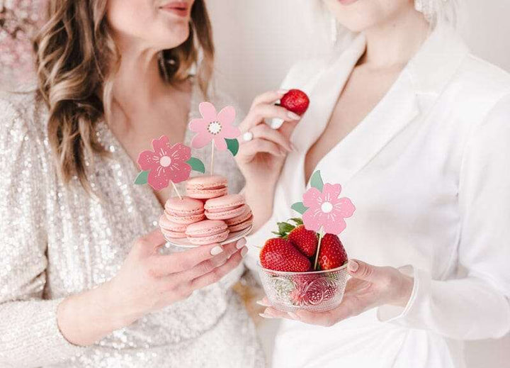 Caketopper "Rosa Blumen" Cupcake- und Kuchen-Topper Hey Party