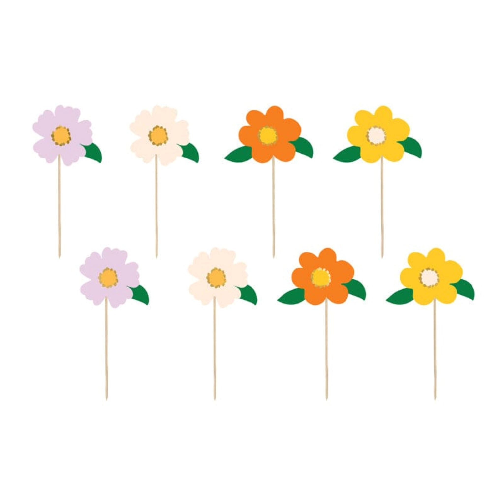 Caketopper bunte Blumen -hey-Party.de- Cupcake- und Kuchen-Topper -#Variante_