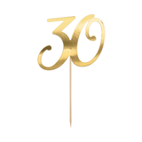 Caketopper „30“ Gold -hey-Party.de- Cupcake- und Kuchen-Topper -#Variante_