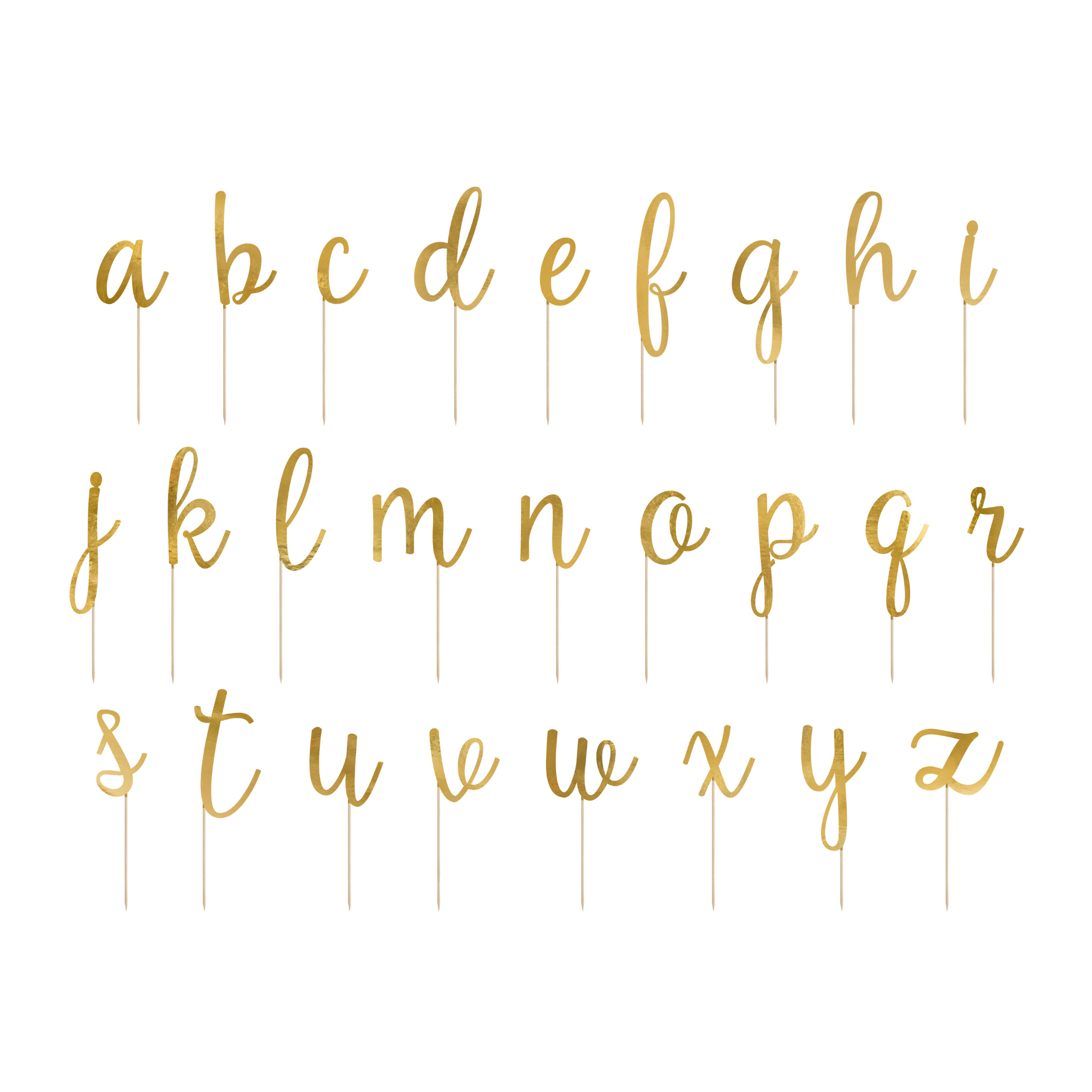 Caketopper "Alphabet" Gold -hey-Party.de- Cupcake- und Kuchen-Topper -#Variante_