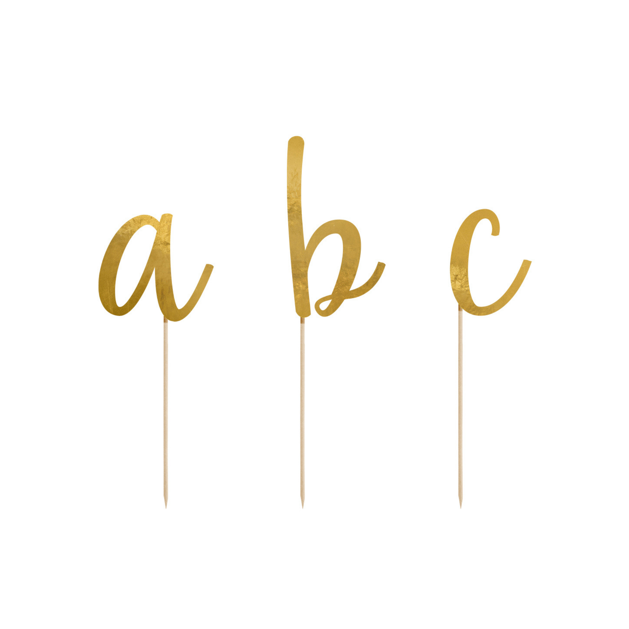 Caketopper "Alphabet" Gold -hey-Party.de- Cupcake- und Kuchen-Topper -#Variante_