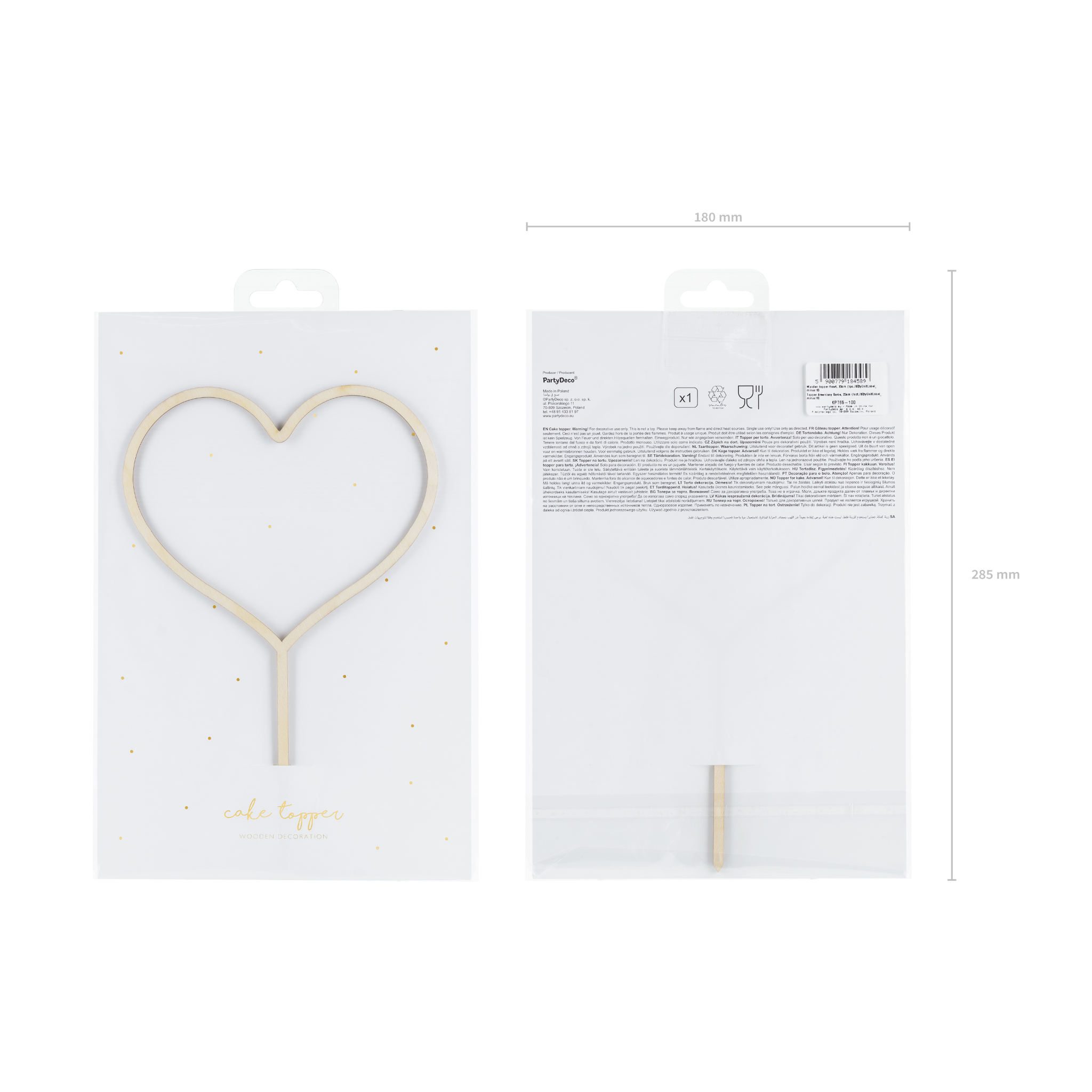 Caketopper Herz Holz -hey-Party.de- Cupcake- und Kuchen-Topper -#Variante_