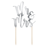 Caketopper „Mr & Mrs“ Silber -hey-Party.de- Cupcake- und Kuchen-Topper -#Variante_