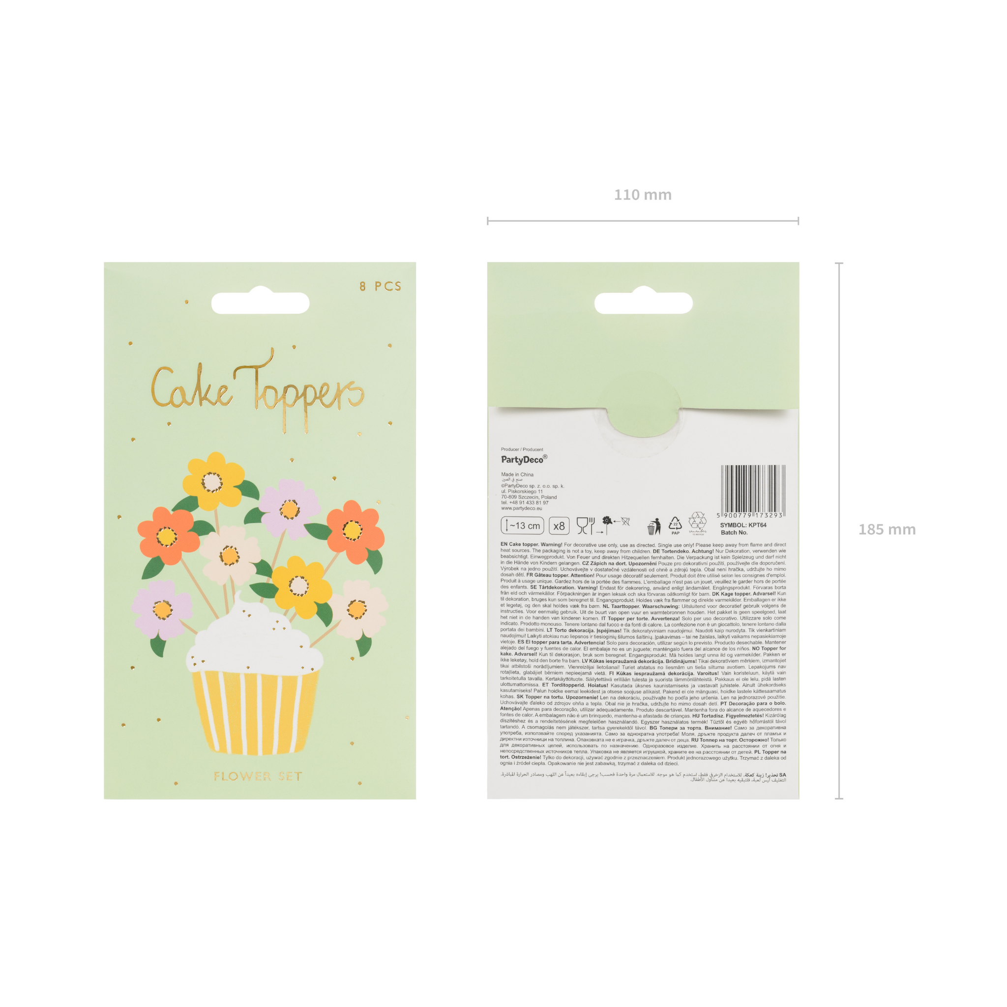 Caketopper Bunte Blumen -hey-Party.de- Cupcake- und Kuchen-Topper -#Variante_