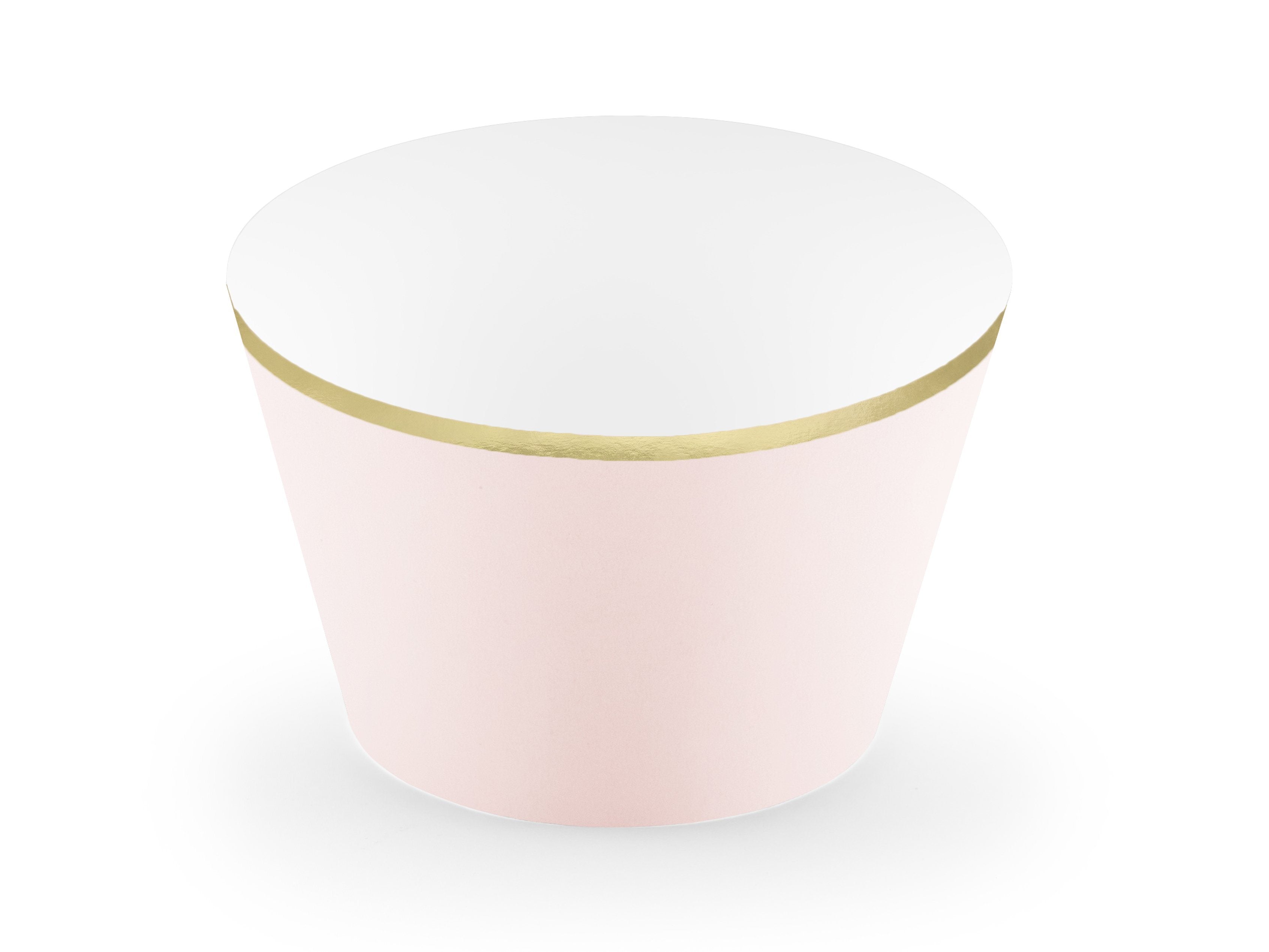 Cupcake Manschetten Rosa mit Goldrand -hey-Party.de- Cupcake Wrapper -#Variante_