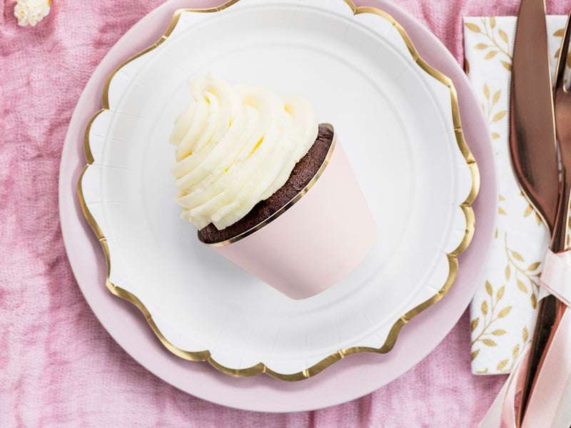 Cupcake Manschetten Rosa mit Goldrand -hey-Party.de- Cupcake Wrapper -#Variante_