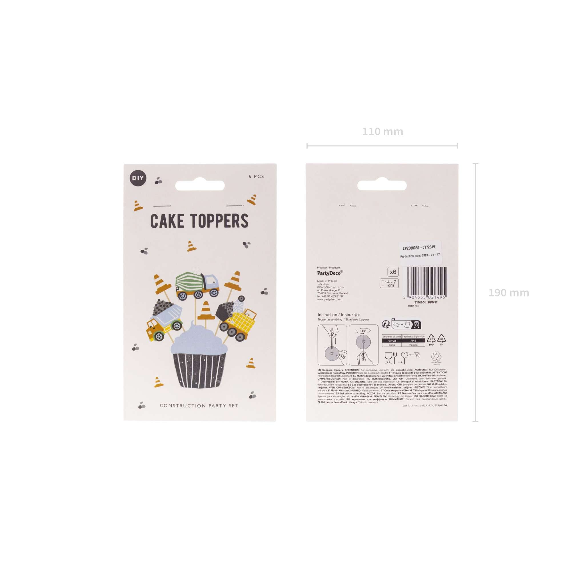 Cupcake Topper Baustelle -hey-Party.de- Cupcake- und Kuchen-Topper -#Variante_