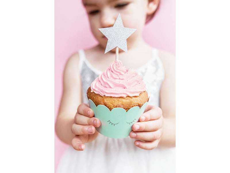 Cupcake Topper Sterne silber -hey-Party.de- Cupcake- und Kuchen-Topper -#Variante_