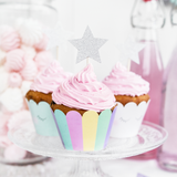 Cupcake Topper Sterne Silber -hey-Party.de- Cupcake- und Kuchen-Topper -#Variante_