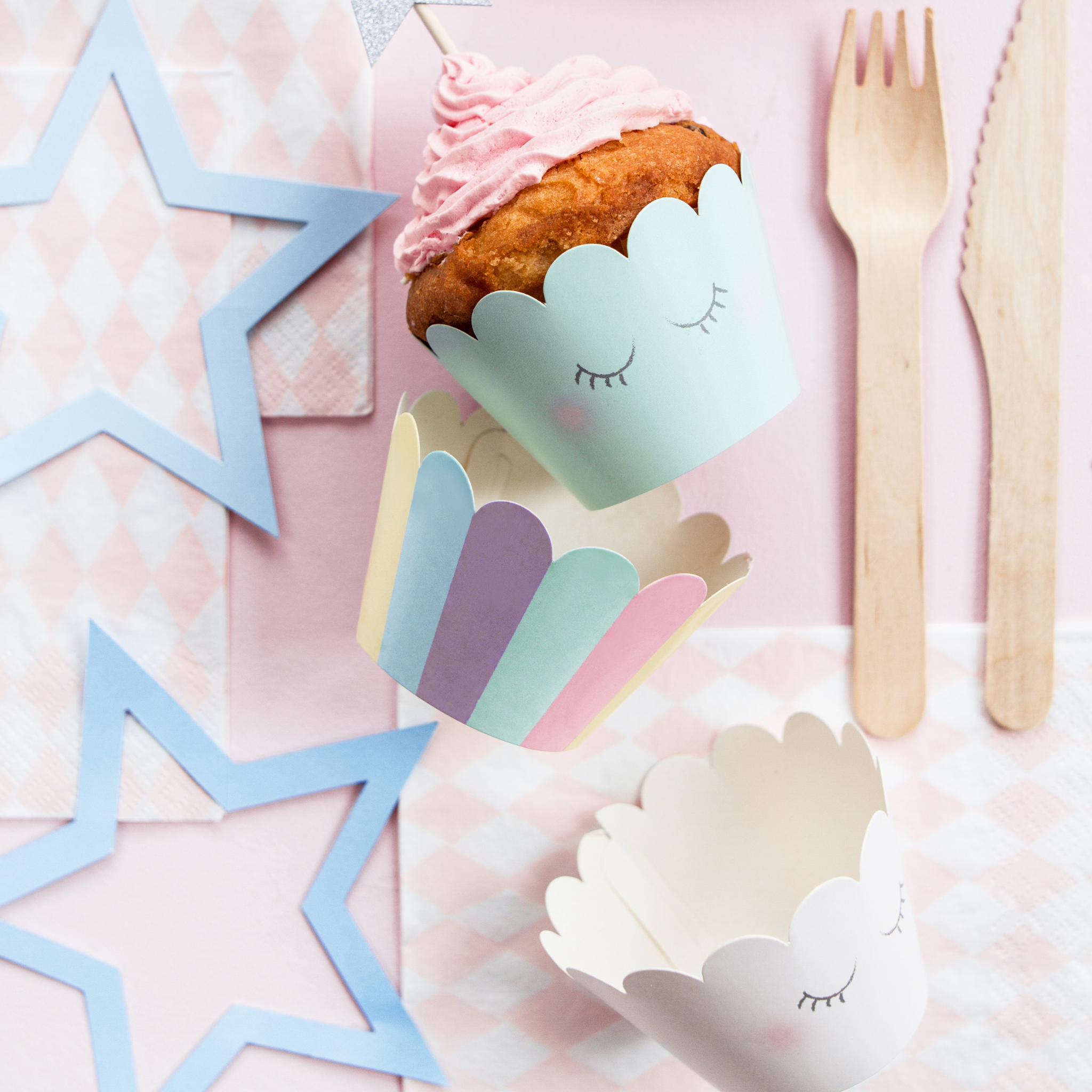 Cupcake Manschetten Pastell -hey-Party.de- Cupcake Wrapper -#Variante_