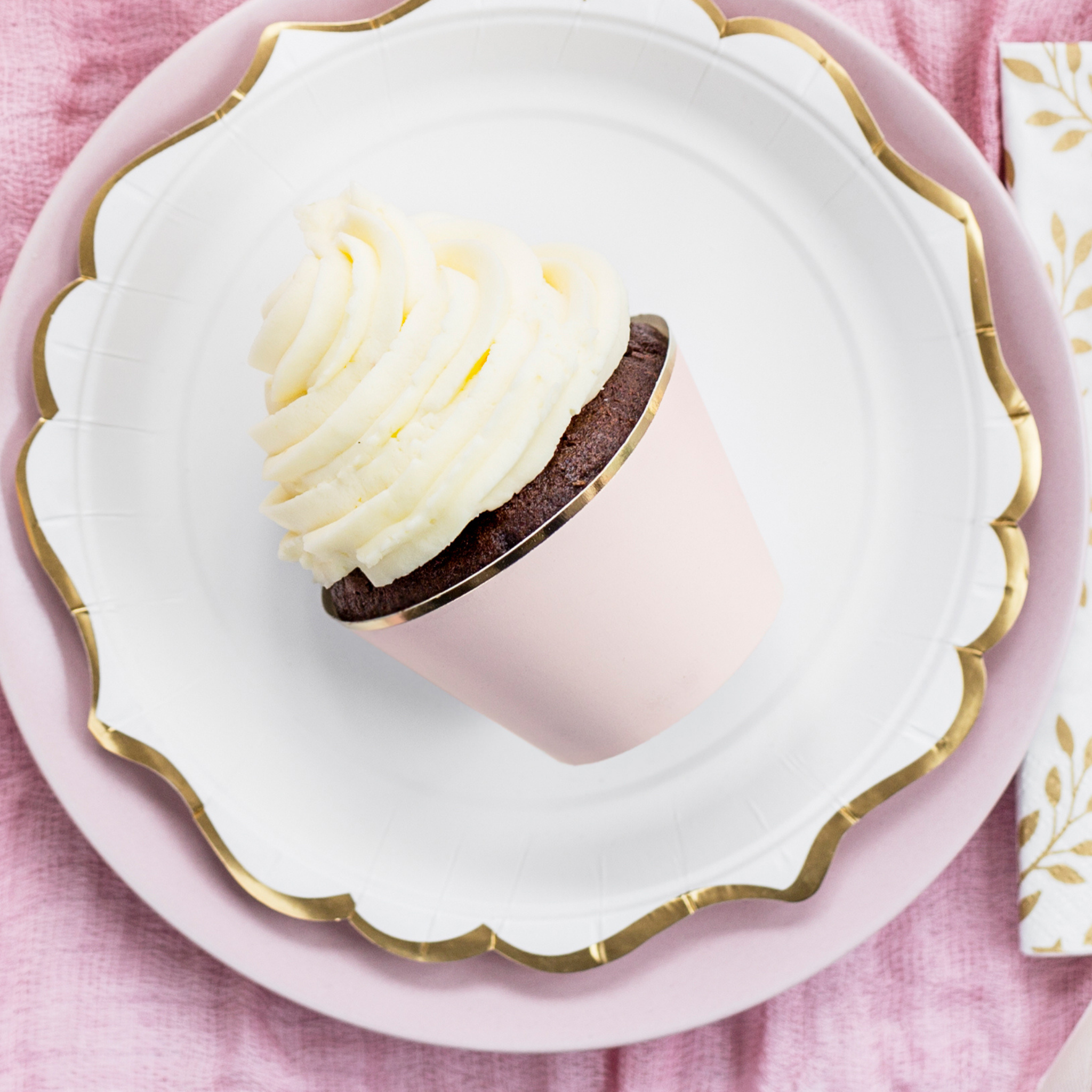 Cupcake Manschetten Rosa mit Goldrand -hey-Party.de- Cupcake Wrapper -#Variante_