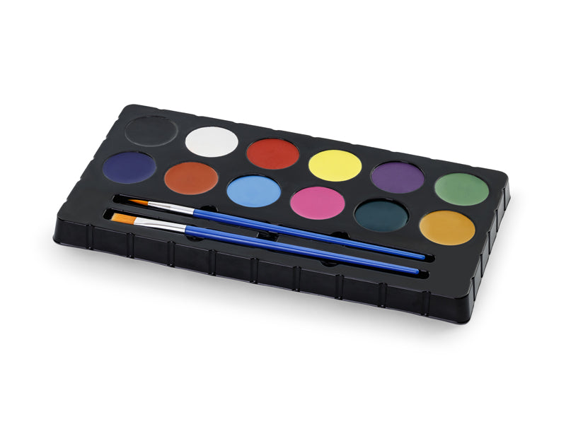 Gesichtsmalfarben, Set mit 12 Farben und 2 Pinseln