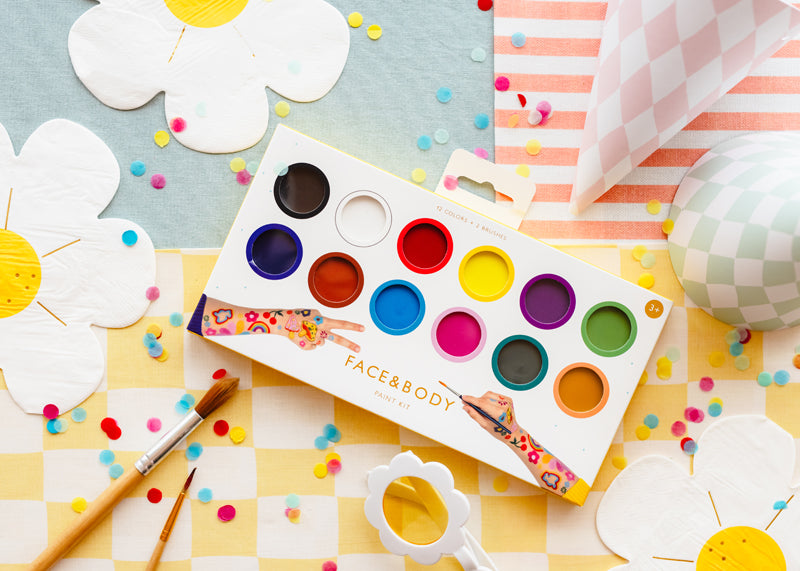 Gesichtsmalfarben, Set mit 12 Farben und 2 Pinseln