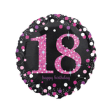 Folienballon „18“ Pink & Schwarz -hey-Party.de- Folienballons -#Variante_