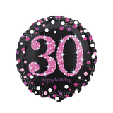 Folienballon „30“ Pink & Schwarz -hey-Party.de- Folienballons -#Variante_