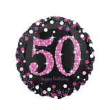 Folienballon „50“ Pink & Schwarz -hey-Party.de- Folienballons -#Variante_