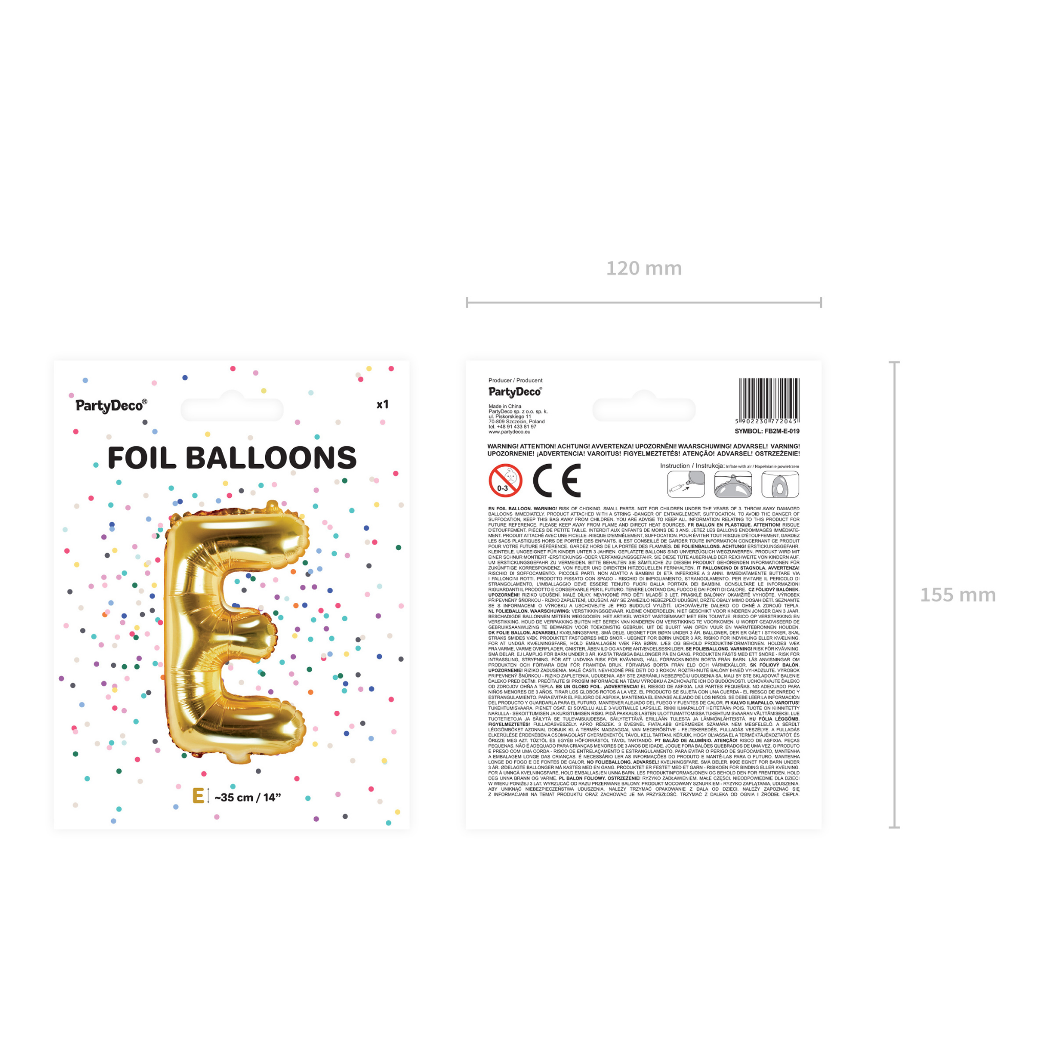 Folienballon kleine Buchstaben Gold -hey-Party.de- Folienballons -#Variante_ E