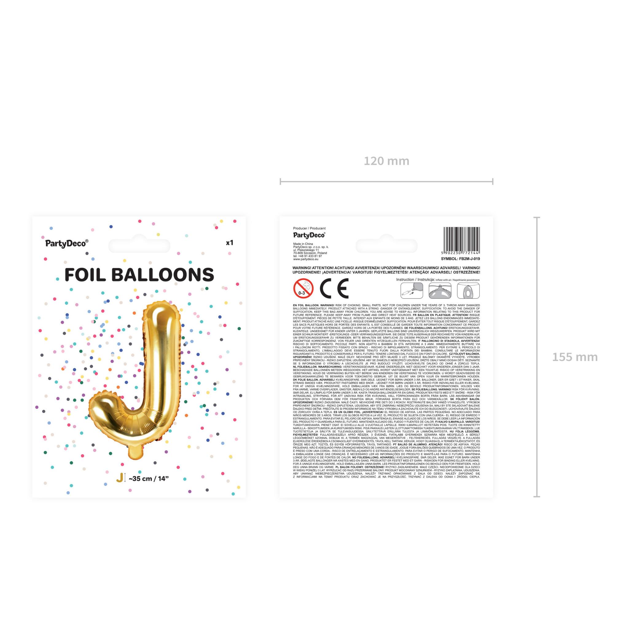 Folienballon kleine Buchstaben Gold -hey-Party.de- Folienballons -#Variante_ J