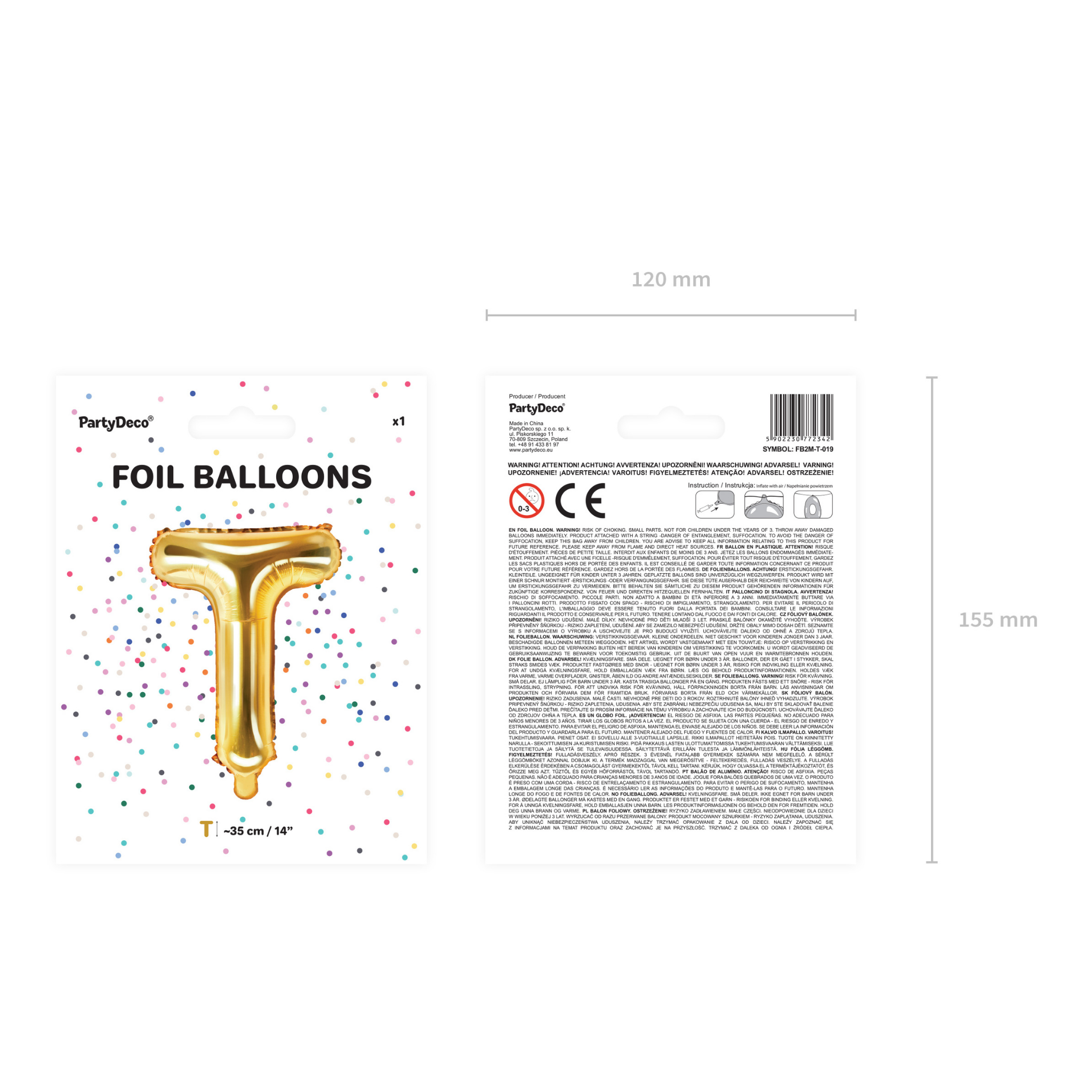 Folienballon kleine Buchstaben Gold -hey-Party.de- Folienballons -#Variante_ T