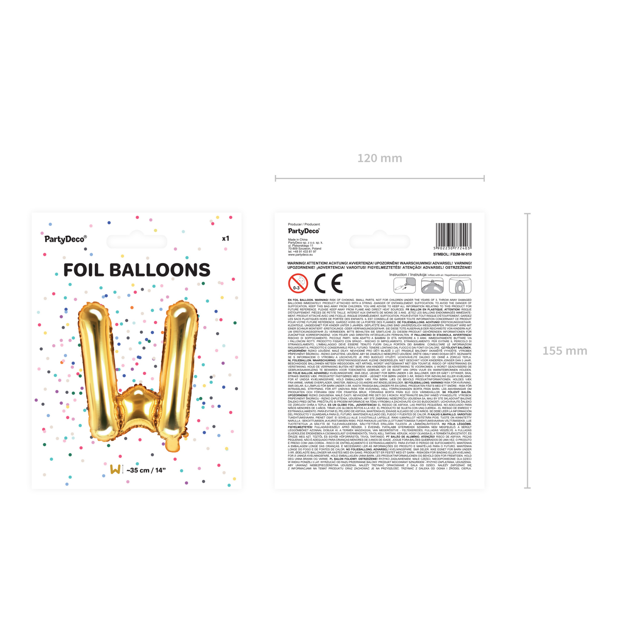 Folienballon kleine Buchstaben Gold -hey-Party.de- Folienballons -#Variante_  W