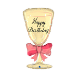 Folienballon Sektglas mit Schleife Happy Birthday -hey-Party.de- Folienballons -#Variante_