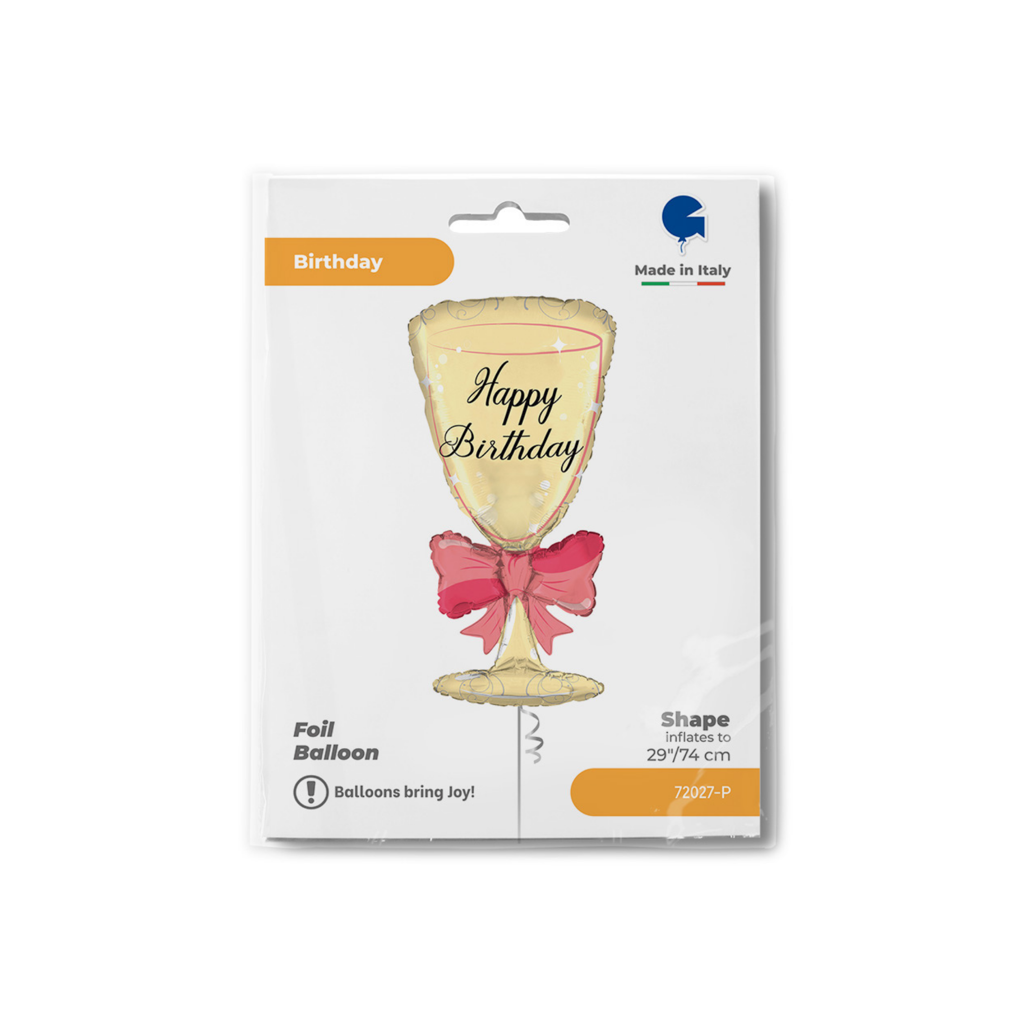 Folienballon Sektglas mit Schleife Happy Birthday -hey-Party.de- Folienballons -#Variante_