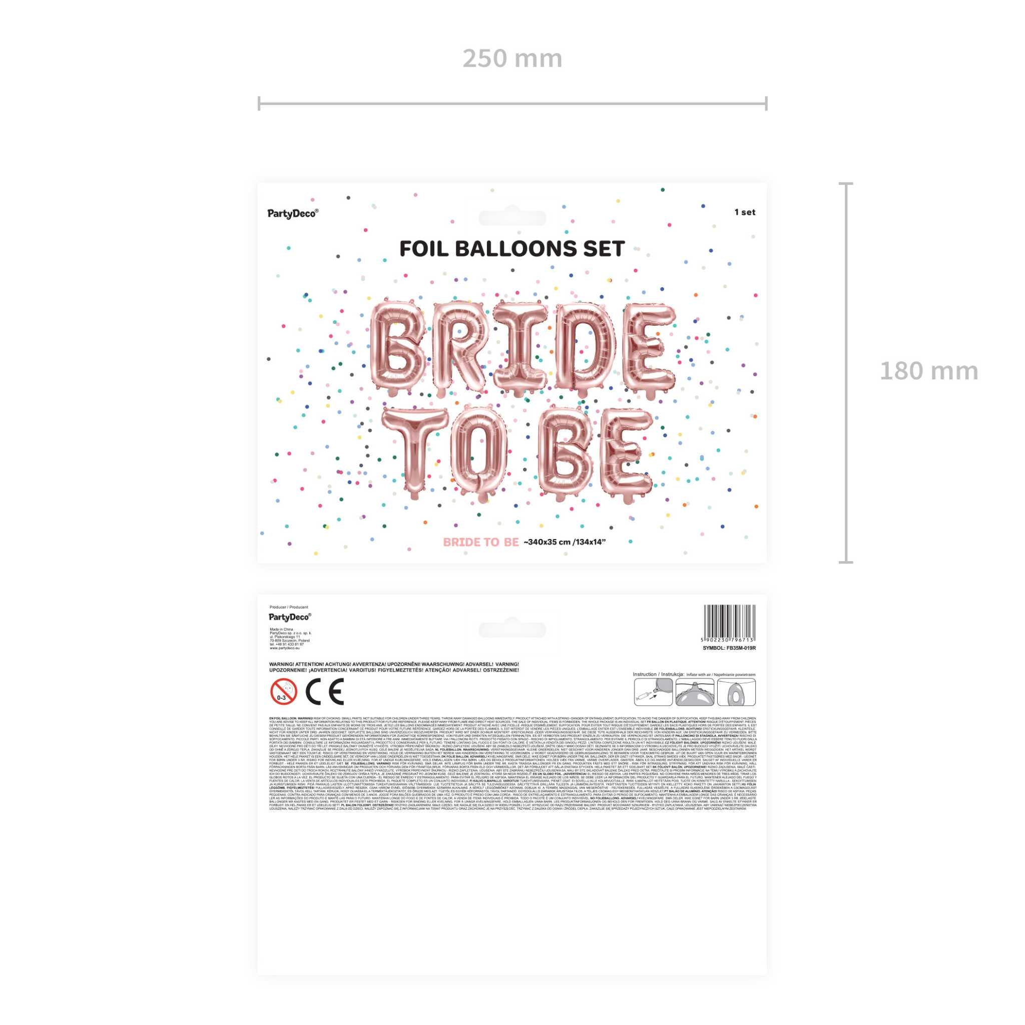 Folienballon Girlande "Bride to be“ Roségold -hey-Party.de- Folienballons -#Variante_