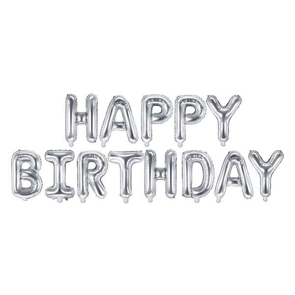 Folienballon Girlande "Happy Birthday“ Silber Folienballons Hey Party