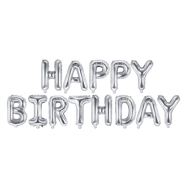 Folienballon Girlande "Happy Birthday“ Silber Hey Party