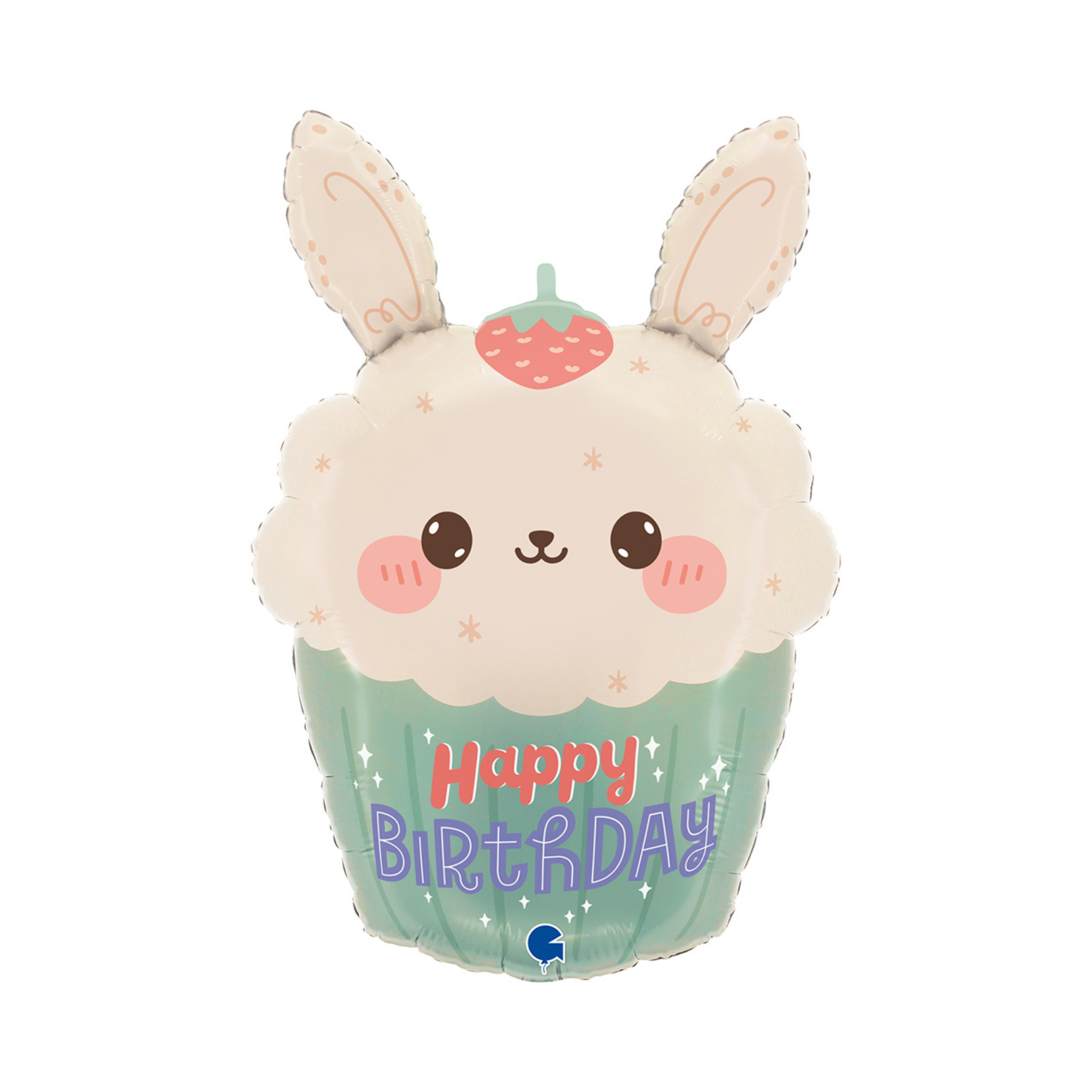 Folienballon "Happy Birthday" Cupcake Bunny -hey-Party.de- Folienballons -#Variante_