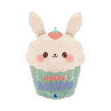 Folienballon "Happy Birthday" Cupcake Bunny -hey-Party.de- Folienballons -#Variante_