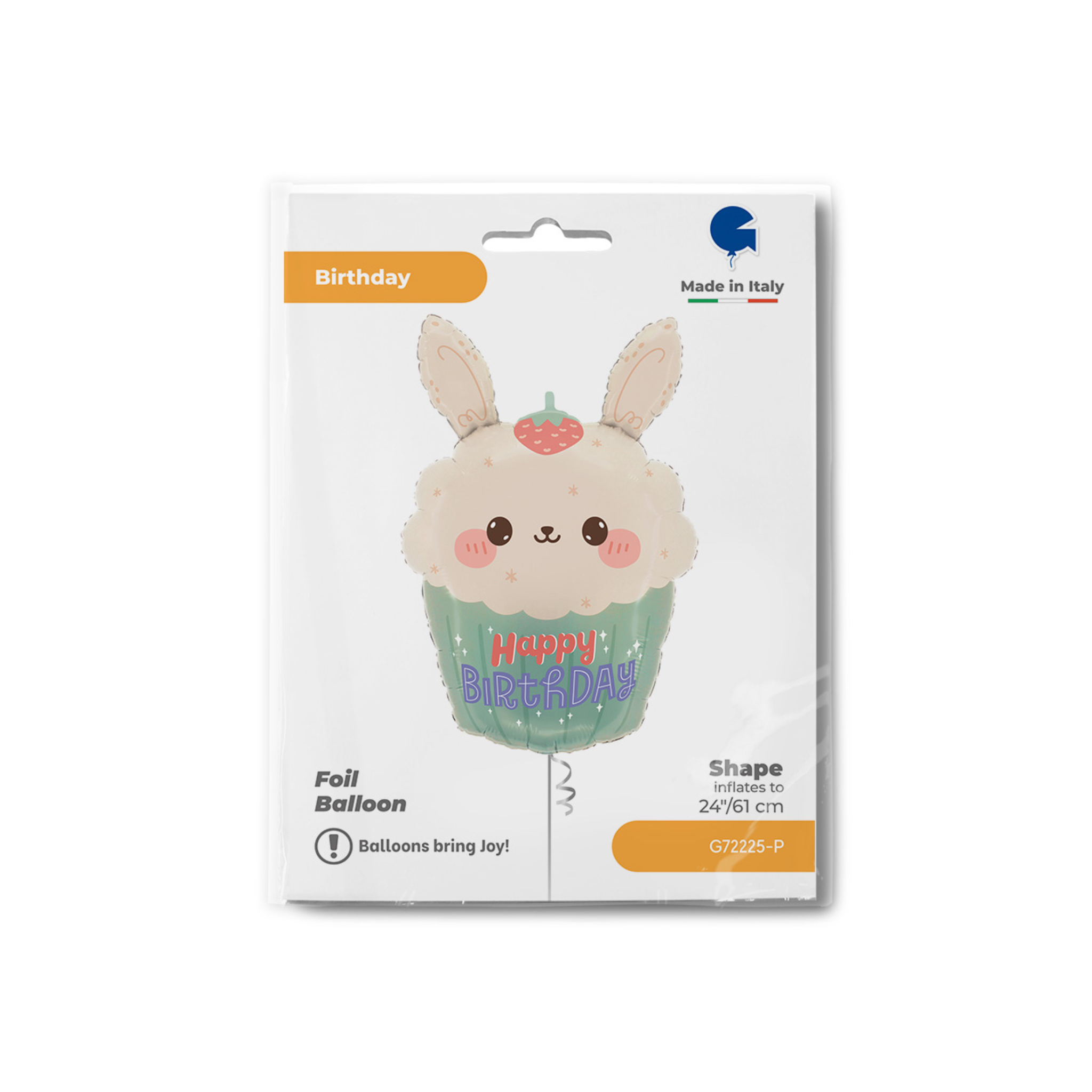 Folienballon "Happy Birthday" Cupcake Bunny -hey-Party.de- Folienballons -#Variante_