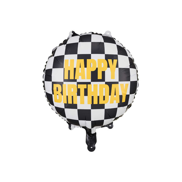 Folienballon "Happy Birthday" Zielflagge Hey Party