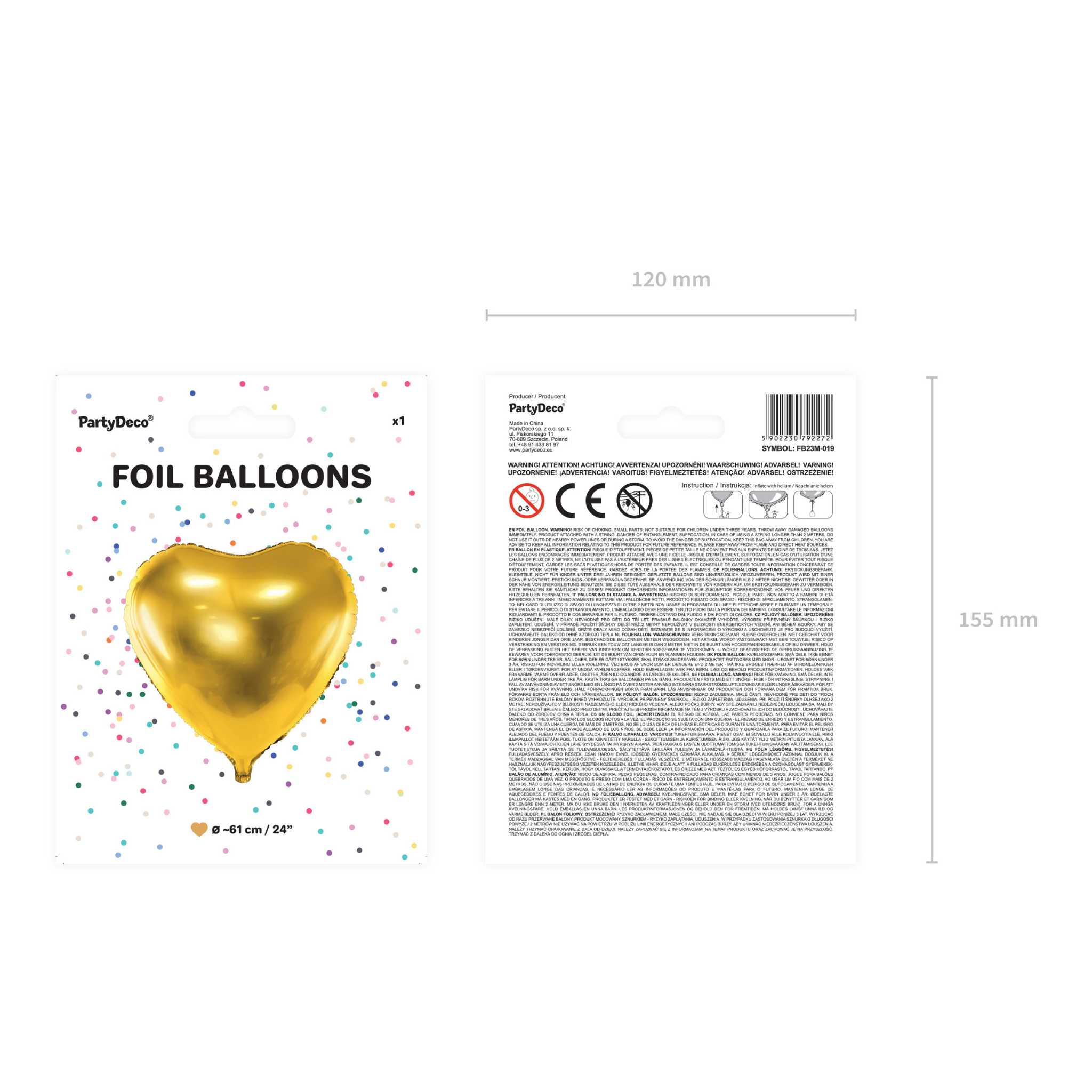 Folienballon Herz Gold XL -hey-Party.de- Folienballons -#Variante_