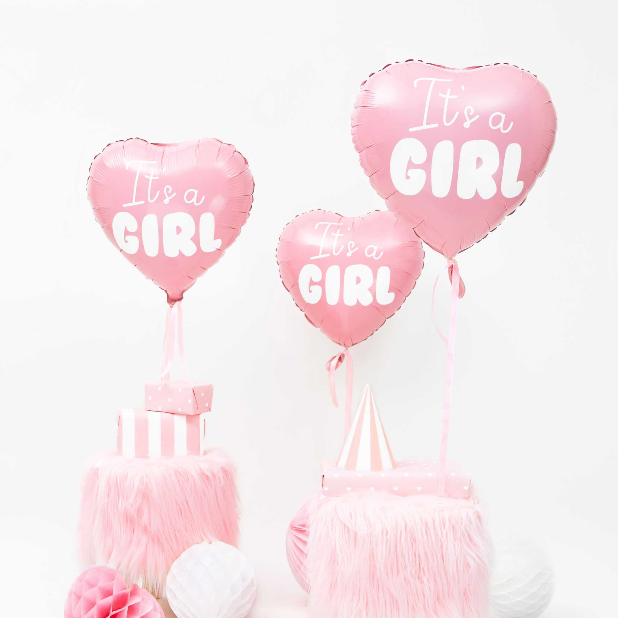 Folienballon Herz "It's a girl" hellrosa -hey-Party.de- Folienballons -#Variante_