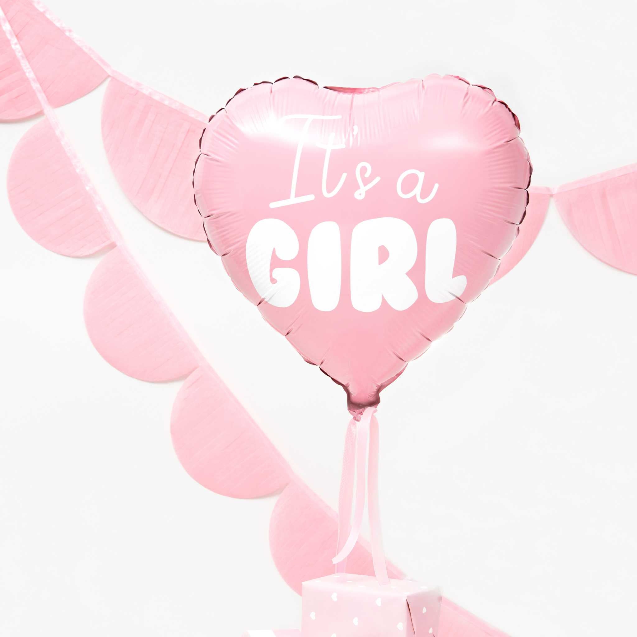 Folienballon Herz "It's a girl" hellrosa -hey-Party.de- Folienballons -#Variante_