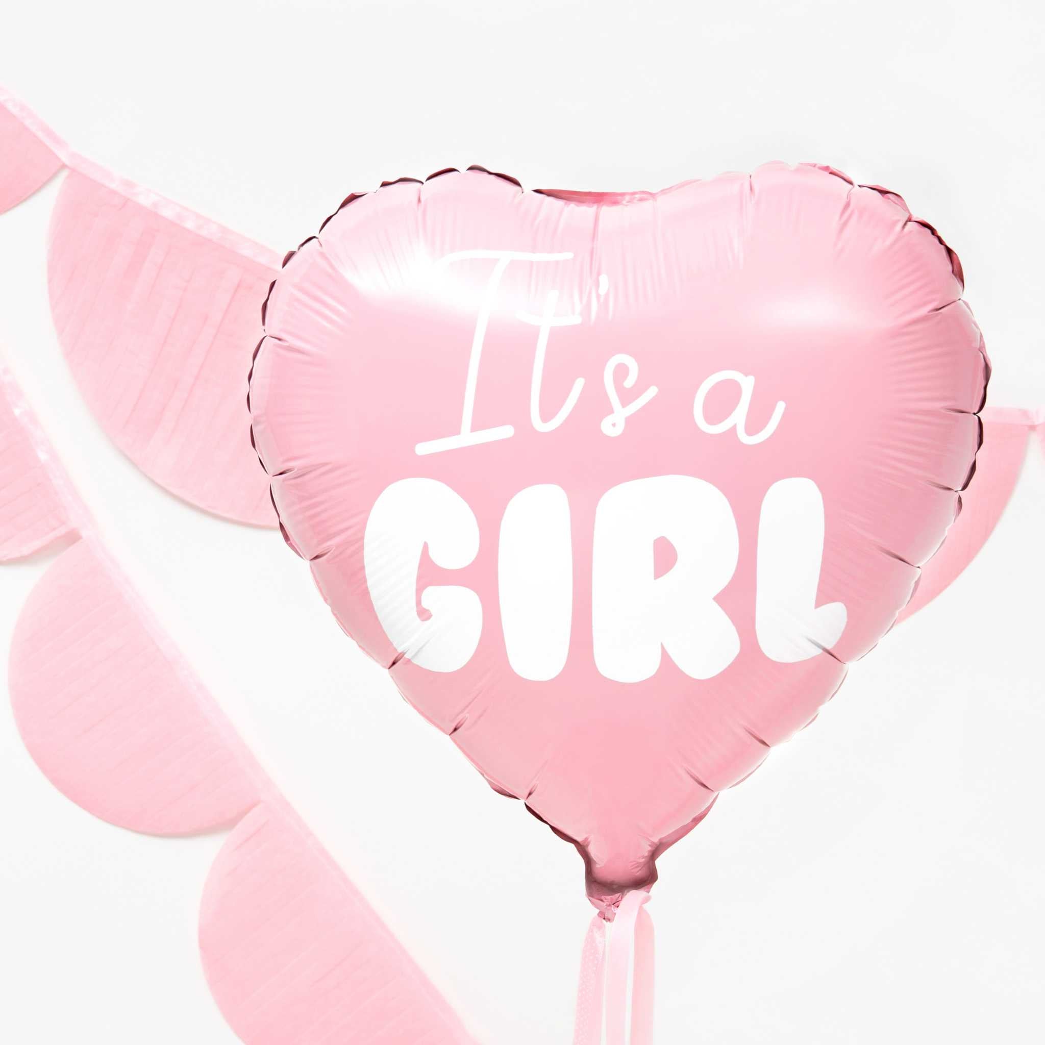 Folienballon Herz "It's a girl" hellrosa -hey-Party.de- Folienballons -#Variante_