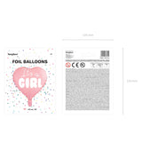 Folienballon Herz "It's a girl" hellrosa -hey-Party.de- Folienballons -#Variante_