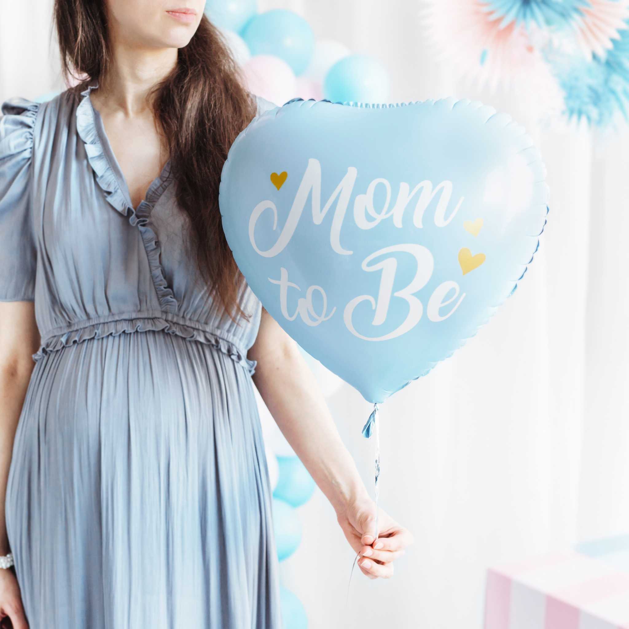 Folienballon Herz "Mom to be" Hellblau -hey-Party.de- Folienballons -#Variante_