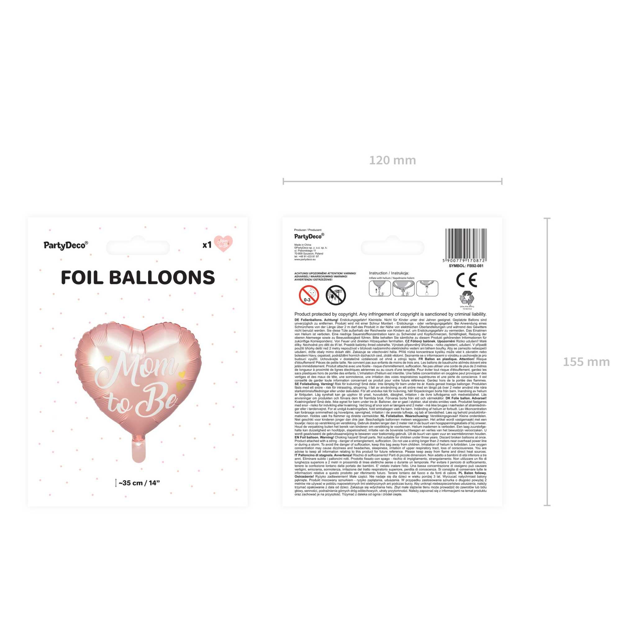 Folienballon Herz "Mom to be" Rosa -hey-Party.de- Folienballons -#Variante_