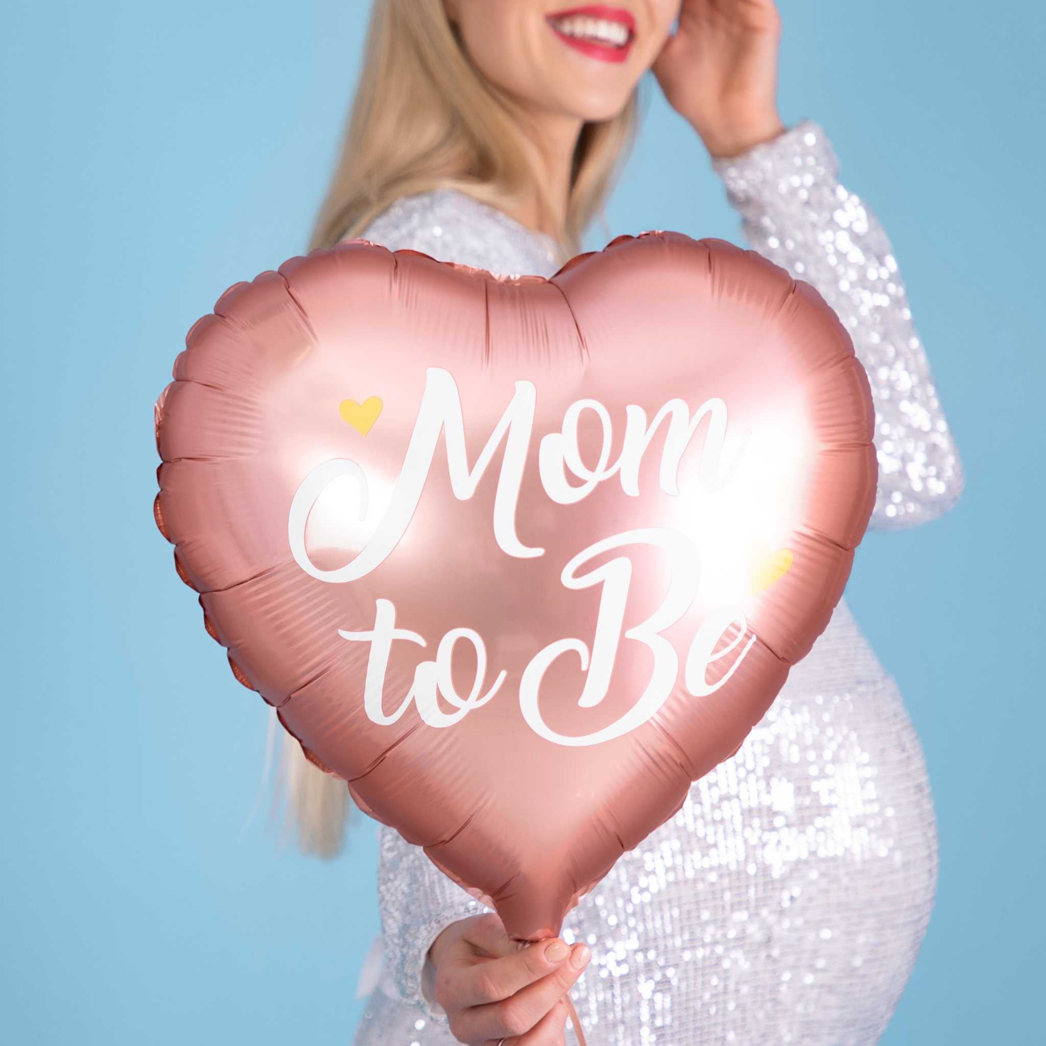 Folienballon Herz "Mom to be" Rosa -hey-Party.de- Folienballons -#Variante_