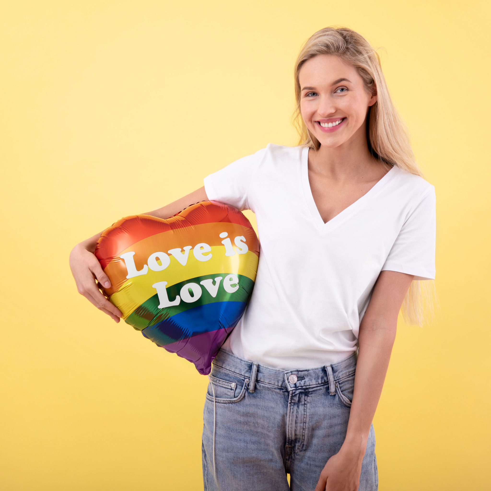 Folienballon Herz Regenbogen "Love is Love" -hey-Party.de- Folienballons -#Variante_