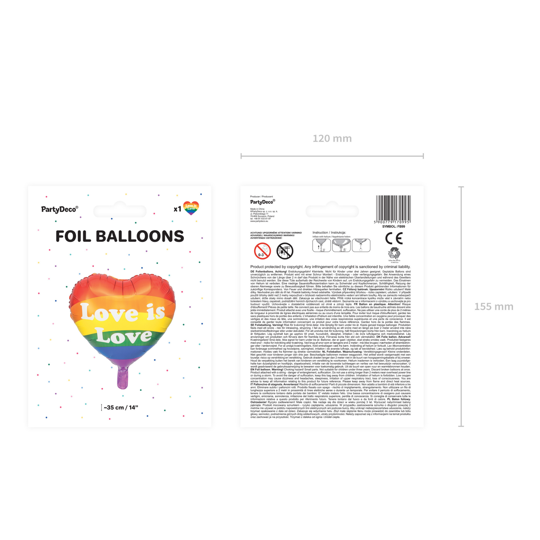 Folienballon Herz Regenbogen "Love is Love" -hey-Party.de- Folienballons -#Variante_