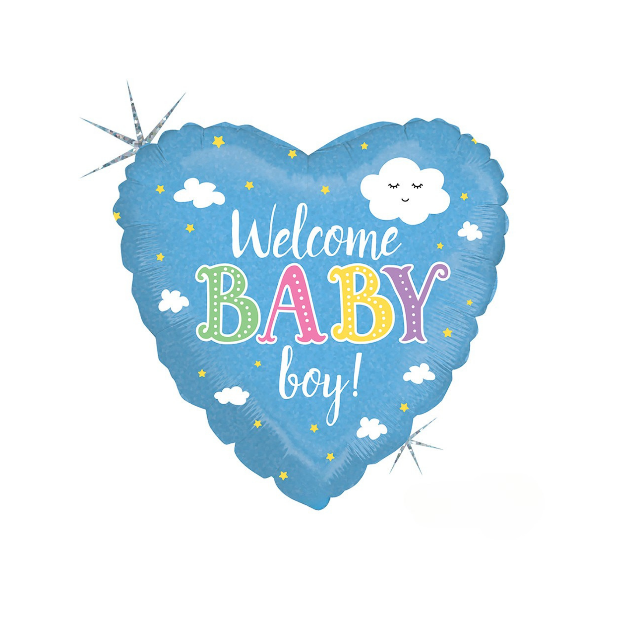 Folienballon Herz "Welcome Baby Boy" Hellblau -hey-Party.de- Folienballons -#Variante_